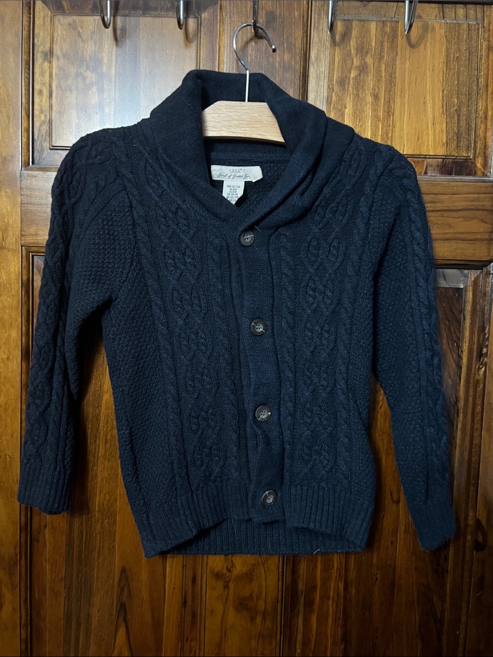 Toddler Shawl Collar Cable-Knit Cardigan Sweater - Black